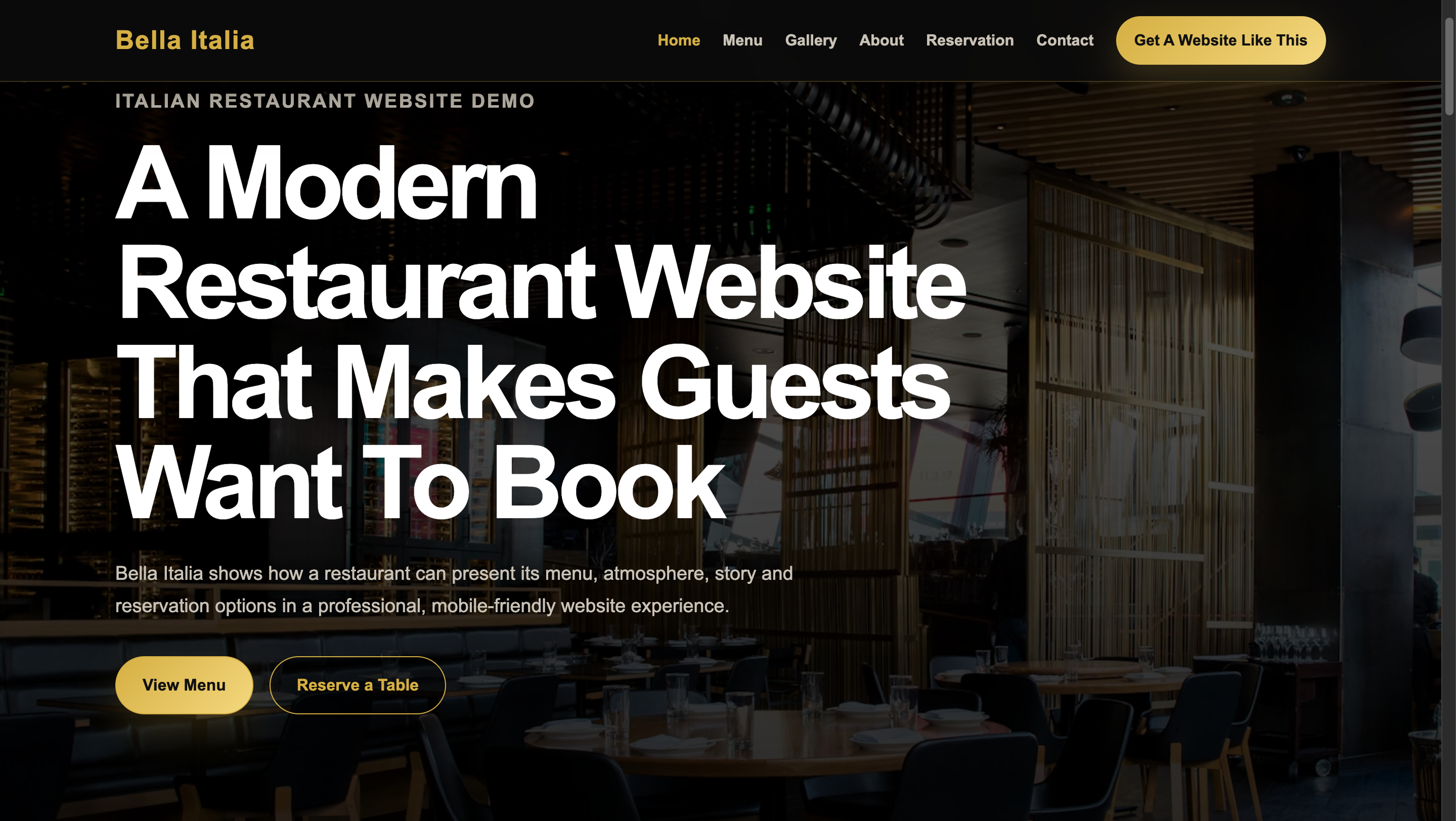 Bella Italia Restaurant Website Startseite